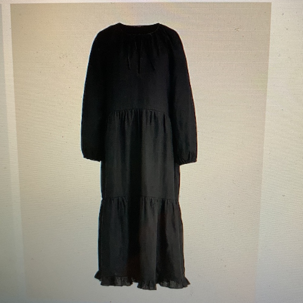 J Crew Long Sleeve Tiered Linen Dress NWT Size L-XL
